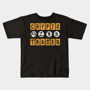 Crypto Trader Bitcoin Blockchain Distressed Kids T-Shirt